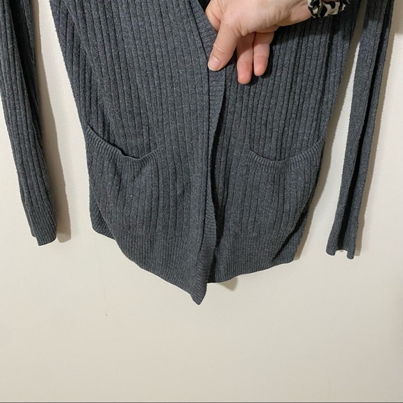 Mudd Open Face Gray Ribbed Cardigan M - Picture 3 of 7